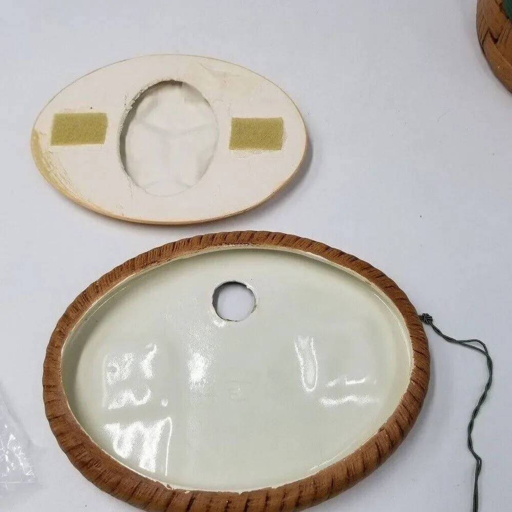 Ceramic Trinket Box Basket Brown Anniversary Doves Rings Removable Disk
